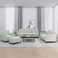4 Piece Sofa Set Light Grey Velvet