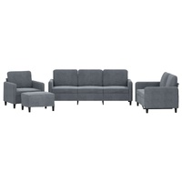 4 Piece Sofa Set Dark Grey Velvet