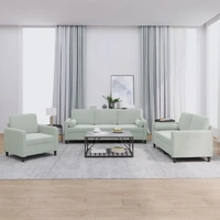 3 Piece Sofa Set with Pillows Light Grey Velvet