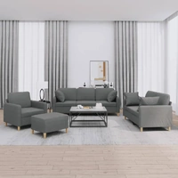 4 Piece Sofa Set with Pillows Dark Grey Fabric