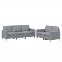 2 Piece Sofa Set with Cushions Light Grey Fabric