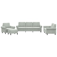 4 Piece Sofa Set with Cushions Light Grey Velvet
