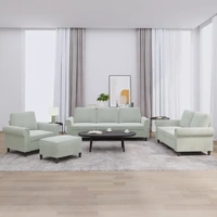 4 Piece Sofa Set with Cushions Light Grey Velvet