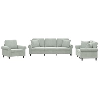 3 Piece Sofa Set with Pillows Light Grey Velvet