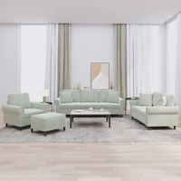 4 Piece Sofa Set with Pillows Light Grey Velvet