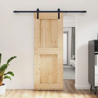 Sliding Door with Hardware Set 80x210 cm Solid Wood Pine