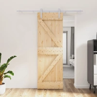 Sliding Door with Hardware Set 70x210 cm Solid Wood Pine