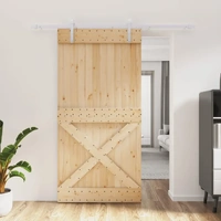 Sliding Door with Hardware Set 100x210 cm Solid Wood Pine