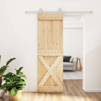 Sliding Door with Hardware Set 70x210 cm Solid Wood Pine