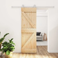 Sliding Door with Hardware Set 70x210 cm Solid Wood Pine