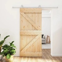 Sliding Door with Hardware Set 95x210 cm Solid Wood Pine
