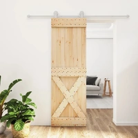 Sliding Door with Hardware Set 70x210 cm Solid Wood Pine