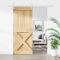 Sliding Door with Hardware Set 100x210 cm Solid Wood Pine