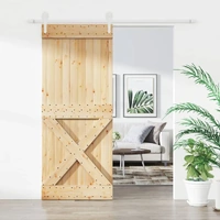 Sliding Door with Hardware Set 85x210 cm Solid Wood Pine