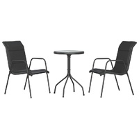 3 Piece Garden Dining Set Black Steel