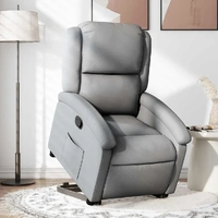 Stand up Recliner Chair Light Grey Fabric