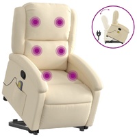 Stand up Massage Recliner Chair Cream Fabric