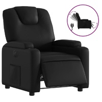 Electric Recliner Chair Black Faux Leather