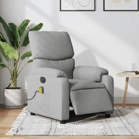 Electric Massage Recliner Chair Light Grey Fabric