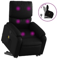 Stand up Massage Recliner Chair Black Faux Leather