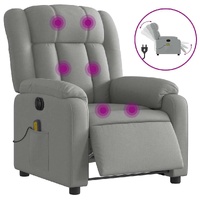 Electric Massage Recliner Chair Light Grey Fabric