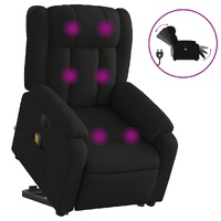 Electric Stand up Massage Recliner Chair Black Fabric