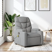 Massage Recliner Chair Light Grey Fabric