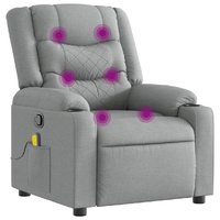 Massage Recliner Chair Light Grey Fabric