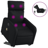 Electric Stand up Massage Recliner Chair Black Faux Leather