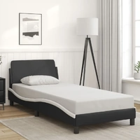 Bed Frame "Dover" Black and White 90x190 cm Faux Leather