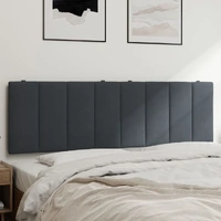 Headboard Cushion "Hanko" Dark Grey 153 cm Velvet