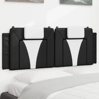 Headboard Cushion "Viana" Black and White 153 cm Faux Leather