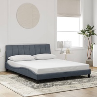 Bed Frame without Mattress Dark Grey 152x203 cm Queen Velvet