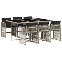7 Piece Garden Dining Set with Cushions Light Grey Poly Rattan