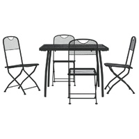 5 Piece Garden Dining Set Anthracite Metal Mesh