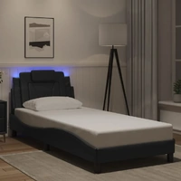 Bed Frame "Viana" with LED without Mattress Black 90x190 cm