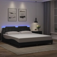 Bed Frame with LED without Mattress "Zadar" Black 180x200 cm King