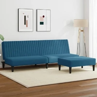 2 Piece Sofa Set Blue Velvet