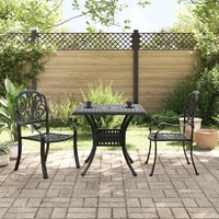 3 Piece Bistro Set Black Cast Aluminium