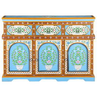 Hand-Painted Sideboard Multicolour 110x30x76cm Solid Mango Wood