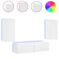 4 Piece TV Wall Units with LED White Engineered Wood