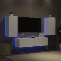 4 Piece TV Wall Units with LED White Engineered Wood