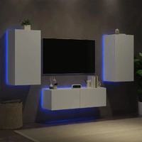 3 Piece TV Wall Cabinets with LED Lights White