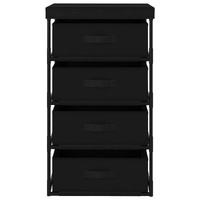 Storage Rack with 4 Fabric Baskets Steel Black