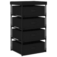Storage Rack with 4 Fabric Baskets Steel Black