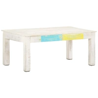 Coffee Table White 110x60x45 cm Solid Mango Wood
