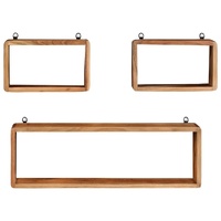 3 Piece Wall Cube Shelf Set Soild Acacia Wood