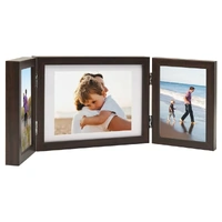 Trifold Photo Frame Collage Dark Brown 22x15 cm+2x(10x15 cm)