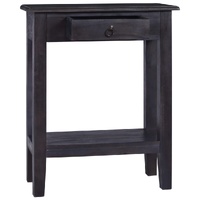 Console Table with Drawer Black 60x30x75 cm Solid Wood Mahogany