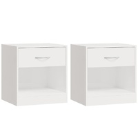 Bedside Cabinets 2 pcs with Drawer High Gloss White